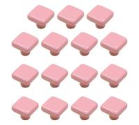 RGZFYH Tiradores 15 pomos de cerámica cuadrados for puerta armario, 32 mm, con un solo orificio, for cajón, o taquilla Handles(Light Pink)