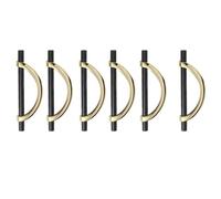 RGZFYH Tiradores 6 tiradores de media luna for gabinetes, con centro orificio 96 mm, diseño curvo, for cajones cocina, armarios, y baños Handles(Gold+Matte Black)