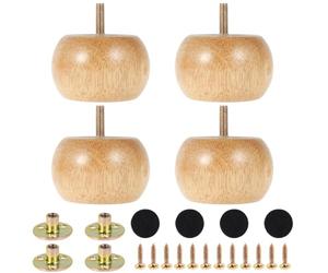 RHAIQBVC 4 patas de madera para muebles, 8 x 5 cm, patas redondas de madera maciza con 4 tornillos, juego de repuesto para sofá, cama, armario, silla, soporte de TV