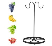 RHAIQBVC Soporte para plátanos, colgador de plátanos de metal estable con gancho, resistente al óxido, soporte de frutas multifuncional para encimera de cocina (gancho doble, negro, altura: 33 cm