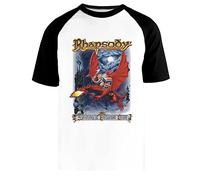 Rhapsody - Sinfonía De Tierras Encantadas Camiseta Beisbol Blanca Unisex Manga Corta Negra
