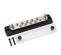 Rhawuy 10 Way Distribution Block Bus Bar | M6 Studs for Car/RV/Boat | High Conductivity with Transparent Lid | 48V DC 150A
