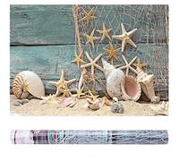 Rhawuy 3D Aquarium Background Sticker | Water - Proof PVC Seashell Starfish Poster | Realistic Fish Tank Decoration for Freshwater/Saltwater Aquariums | Adhesive Easy Install (61 * 41cm)