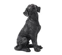 Rhawuy Dog Statue for Home Decor | Weatherproof Composite Material & Color - Safe Finish | Lifelike Puppy Figurine for Indoor/Outdoor Use | Cute Tabletop Ornament (Black)