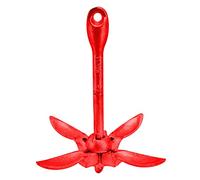 Rhawuy Foldable Boat Anchor 1.5kg | 4 - Prong Grapnel for Secure Hold in Sand/Mud/Rocks | Carbon Steel Anchor for Kayak, Canoe, Jet Ski | Compact & Portable (Roja (Acero al Carbono))