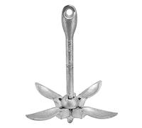 Rhawuy Foldable Boat Anchor 1.5kg | 4 - Prong Grapnel for Secure Hold in Sand/Mud/Rocks | Carbon Steel Anchor for Kayak, Canoe, Jet Ski | Compact & Portable (Plata (Acero al Carbono galvanizado))