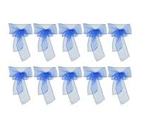 Rhawuy Organza Chair Sashes | 10 - Pack Wedding Chair Bows for Banquet/Party/Event Decoration | 106 Inch Long, 6.7 Inch Wide, Hemmed Edges (Blue)