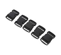 Rhawuy Quick Release Buckles 5 Pack - Dual Adjustable Plastic Side Release Buckles for Backpacks/Belts/Crafts | DIY Replacement Straps | Black (38mm)