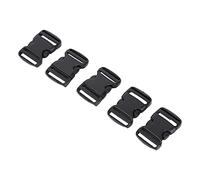 Rhawuy Quick Release Buckles 5 Pack - Dual Adjustable Plastic Side Release Buckles for Backpacks/Belts/Crafts | DIY Replacement Straps | Black (20mm)