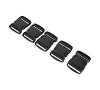 Rhawuy Quick Release Buckles 5 Pack - Dual Adjustable Plastic Side Release Buckles for Backpacks/Belts/Crafts | DIY Replacement Straps | Black (50mm)