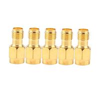 Rhawuy SMA Male to RP SMA Female RF Coaxial Adapter Set | 5pcs Gold - Plated Brass Connectors 0-6GHz / 50 Ohm | For Antenna/GPS/Communication Systems Without Wires | Robust RF