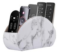 RHCSZ Soporte de Cuero para Control Remoto con 5 Compartimentos Caja Organizadora de Mandos de TV, Organizador de Escritorio para Controlador, Gafas y Reproductor Multimedia, Almacenamiento de
