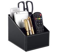 RHCSZ - Soporte para control remoto de TV de cuero sint tico moderno con 3 compartimentos, caja de almacenamiento, organizador de escritorio para