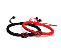 Rhdun 2 pulseras de pareja para él y ella, cuerda negra y roja trenzada con nudo chino, pulseras a juego, siempre y para siempre, cadena ajustable, regalo de cumpleaños para el día de San Valentín