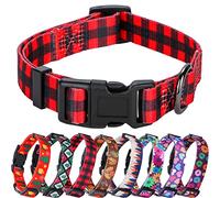 Rhea Rose Collar de perro a cuadros rojo y negro, tamaño grande