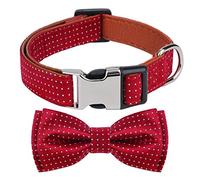 Rhea Rose Collar de perro con pajarita para niña o niño, regalo suave y duradero, pajarita de punto rojo, mediano