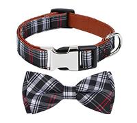 Rhea Rose Collar para perro con pajarita tartán negro pequeño