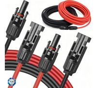 Rhein Beleuchtung Cable solar de 6 mm², 10 m, alargador solar, cable de PVC con conector solar, adaptador solar, cable solar fotovoltaico, rojo y negro, para central de balcón, panel solar, RV (2 x 6
