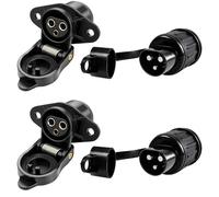 RheinParts 2 enchufes + 2 enchufes de 3 pines DIN 9680 6 - 24 V 25 A con tapa protectora - Conector para remolque, tractor, maquinaria agrícola y maquinaria de construcción - Juego de enchufe de 3