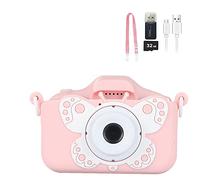 Rheross Cámara digital para niños, juguete para niños, cámara de video con tarjeta SD de 32 GB para niñas y niños (rosa)
