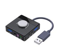 Rheross Tarjeta de sonido externa USB de 3,5 mm Jack Volumen ajustable Tableta Micrófono Teléfono Adaptador de audio estéreo externo Accesorios de computadora Piezas