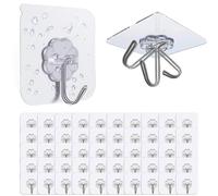Rhimooay 50 Piezas Ganchos adhesivos extra fuertes sin taladrar, ganchos de pared transparentes autoadhesivos para cocina, baño, pared y techo