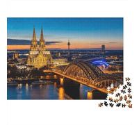 Rhine River Puzzle 1000 Piece Material reciclable Cologne Lights Adult Jigsaws Family Gaming Time Props Interesante Juego Familiar for Mujeres 70x50cm/1000pcs