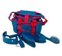 Rhinegold Bolsa de aseo azul marino con kit, juego de regalo de aseo ecuestre de 7 piezas que incluye todo tipo de cepillo de pelo de caballo, peine de curry y púa de pezuñas con una bolsa multiusos