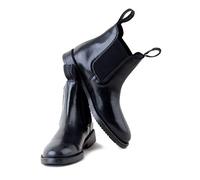 Rhinegold Botas de equitación clásicas de cuero para niños y jóvenes, sin cremallera, fáciles de poner y quitar, laterales elásticos, botines ecuestres para niñas y niños, color negro o marrón, Black,