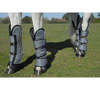 Rhinegold Elite Full Length Travel Boots-COB/Silver/Black Botas de Viaje, Plateado y Negro