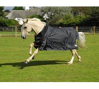 Rhinegold Elite Montpelier-Alfombra para Exteriores, Media/Ligera, 100 g/m, 32 ES, Negro/Blanco Check, 6'0"