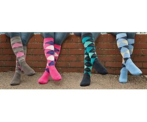 Rhinegold Fully Cushioned Sole Riding Socks Calcetines, 0 Unidades, Gris y Rosa, Talla única