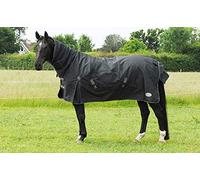 Rhinegold Konig-Alfombra de Cuello Completo para Exteriores, Peso Medio, 200 g/m², Relleno de poliéster, 32 ES, Negro, 7'0"