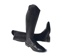 Rhinegold Leather Laced Riding Boot Elite Luxus-Botas de equitación con Cordones (Piel, 9(43), Pantorrilla 1, Ecuestre, Negro, Size 9 (EU43) -Calf 1