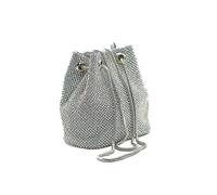 Rhinestone Bucket Bag for Women, Evening Lady Purse, Party Prom Wedding Crossbody Shoulder Handbag (Silver)