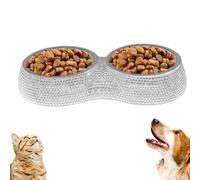 Rhinestone Cat Bowl - Double Dog Water Bowl, Small Dog Bowls | with Bling