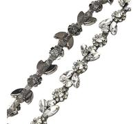 Rhinestone Claw Chain Plum Diamond Trim Clothing Crystal Cup All-Match DIY Accessories Sew On Bags Shoes Hats(Clear with black,1yard)