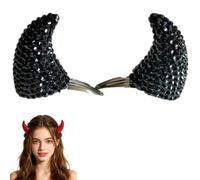 Rhinestone Devil Horn Hair Clips, Sparkly Bull Horn Headpiece with Snap Clips, Lightweight Comfortable Halloween Party Barrettes for Cosplay,Costume Accessories