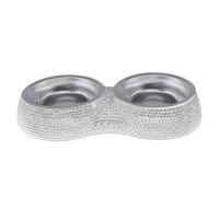 Rhinestone Dog and Cat Bowls - Double Stainless Steel Bling Pet Bowl | 320ml Handmade Crystal Dog Feeder and Water Dishes with Anti-Slip Base, Decorative Bling Pet Feeder