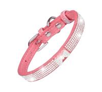 Rhinestone Dog Collar - Adjustable Puppy & Cat Necklace | Soft Microfiber Material, Sparkling Rhinestone Design, Available in S, M, L Sizes and Black/Pink Colors, for Daily Walking an