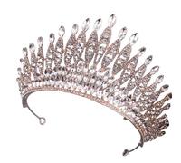 Rhinestone-Encrusted Bridal Headband Crown - Alloy For Pageants & Weddings, One Size, Madera de agar, Sin gemas.
