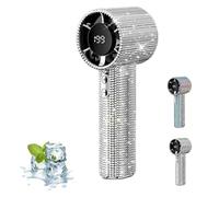 Rhinestone Fan, Diamond Portable Fan, 199 Gear Wind, Mini Personal Fans Portable Rechargeable With Digital Display Usb Face Small Fans For Travel/Camping/Outdoor/Home (Silver)