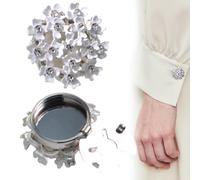 Rhinestone Floral Cufflinks - Button Cover Jewelry Set, Elegant Style Shirt Accessories, Fashion Detail with Metal Detachable Design, Outfit Accent with 3D Flower Look, Dress Decor for Wedding Party U