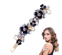Rhinestone Flower Hair Clip Alloy Small Floral Barrette Accessories For Girls Elegant Vintage Style Hairpin Travel Outing Beach Wedding Dance Party Decorative Secure Grip Lightweight Fashion Ornament