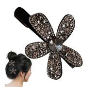 Rhinestone Flower Hair Clip, Women Sparkly Hair Clips, Metal Sparkling Vintage Duckbill Hairpin For Holiday Festival Travel Wedding Bridal Party Summer Daily New Year Birthday