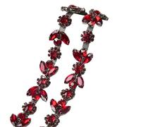 Rhinestone Glass Crystal Flower Chain Mix Color Bridal Trim Sew On Clothes Applique Ribbon DIY Bags Shoes Garment Accessory(Style 10 1.9cm width,1 meter)