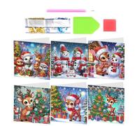 Rhinestone Greeting Cards, Christmas Postcards, 6 Pieces Sparkling Design