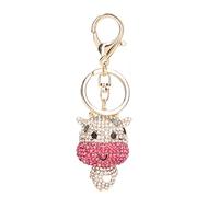 Rhinestone Keychain Charm Cute Cartoon Calf Shape Shiny Beautiful Purple Keychain Pendant for Car Purse Handbag Accessories Zinc Alloy Czech Rhinestones