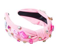 Rhinestone Knot Headband - Lollipop Charm Hair Accessorie Knot Headband, Jeweled Wide Band Ķnot Ĥeadband | Non Slip Fashion Headpiece, Cute Sparkling Styling Tool For Girls Women Ḱnot H́eadband