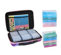 Rhinestone Painting Storage, 32 Grid Gems Organizer Case, Labels, Craft Box | Gem Stone Sorting Container for DIY Projects, Divided Holder for Small Pieces | Numbered Compartments, Label Cards